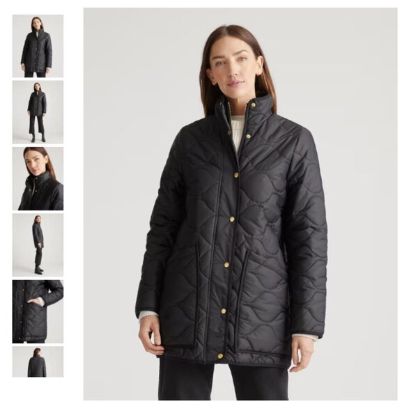 NWOT Quince Women Featherless Quilted Long Puffer Jacket Outerwear Black M - Picture 2 of 4